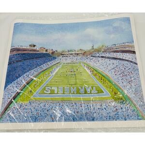 UNC Chapel Hill Tarheels Football Kenan Memorial Stadium Watercolor Giclee Print